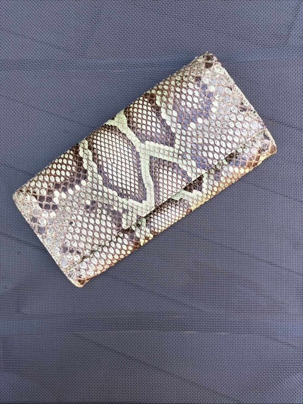 Genuine 100% Python Clutch with silver chain - Made in Italy.